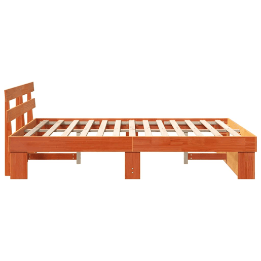 Estrutura de cama de casal simple com cabeceira - Marrom Cera 140 x 200 cm