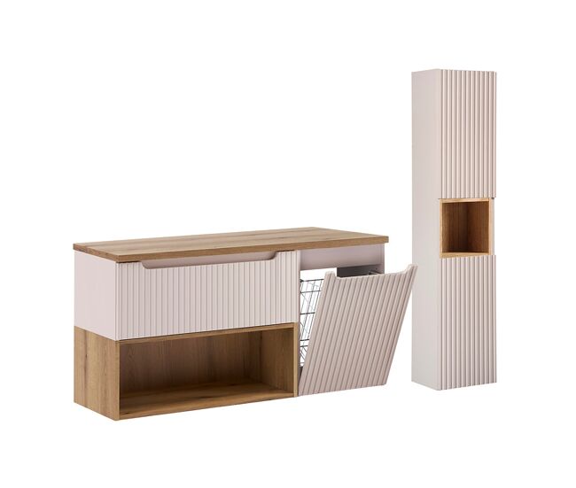 Juego de cesto y pedestal 120cm riva cachemira y madera