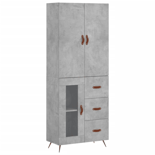 Armário alto - Bufete - Móvel de apoio 69,5x34x180 cm derivados de madeira cinza cimento pt904 Armário alto - Bufete - Móvel de apoio 69,5x34x180 cm derivados de madeira cinza cimento pt904