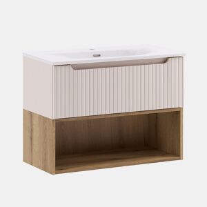 Móvel lavatório simples de encastre 80cm Riva Caxemira e Madeira