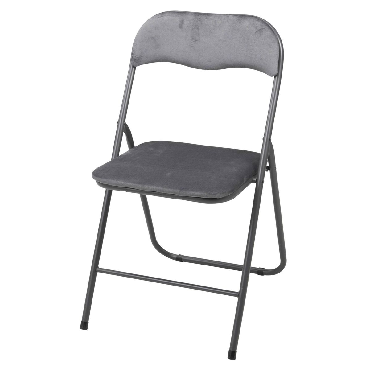 Well home silla plegable terciopelo gris asiento 40x38cm, acolchada, estructura metálica
