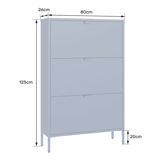 Sapateira MARION de 3 portas em metal branco