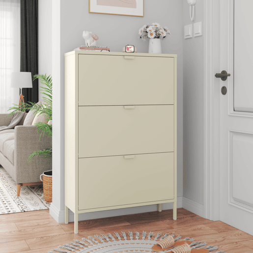 Sapateira MARION de 3 portas em metal branco