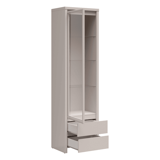 Vitrine 1 porta 2 gavetas Soren Caxemira