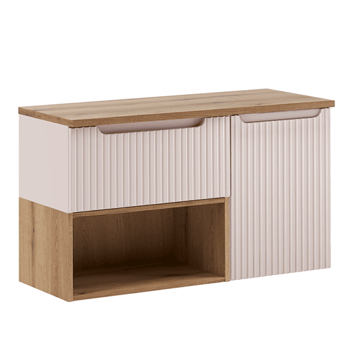 Móvel lavatório 100cm Riva Caxemira cesto madeira roupa