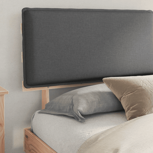 Estrutura de Cama de casal moderno com Cabeceira Estofada Cinza Escuro