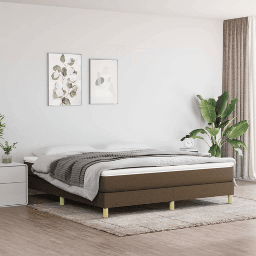 Estrutura de Cama de casal moderno com molas 180x200 cm tecido castanho-escuro