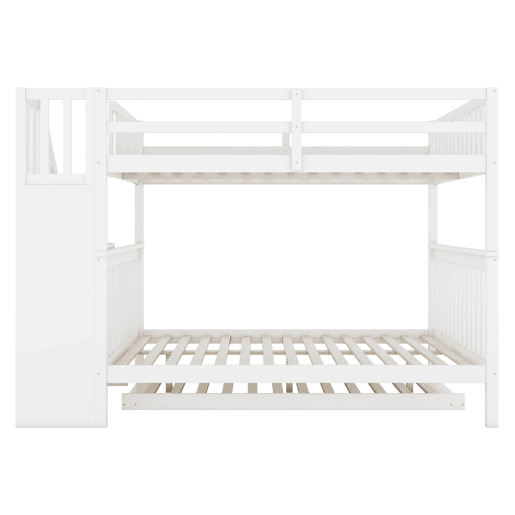Beliche 140x200cm em madeira de pinho - com 2 gavetas e cama com gavetão - Branco