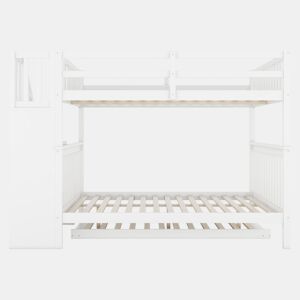 Beliche 140x200cm em madeira de pinho - com 2 gavetas e cama com gavetão - Branco