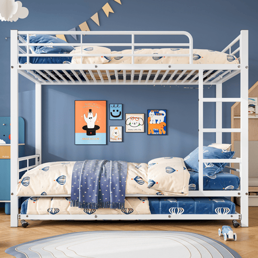Beliche em ferro forjado 90x200 cm - com cama com gavetão 90x190cm - Branco