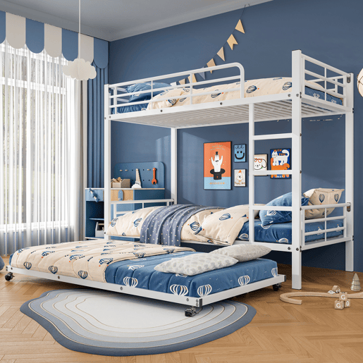 Beliche em ferro forjado 90x200 cm - com cama com gavetão 90x190cm - Branco