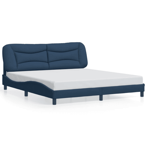 Estrutura de Cama de casal moderno com LED - 180x200 cm tecido azul