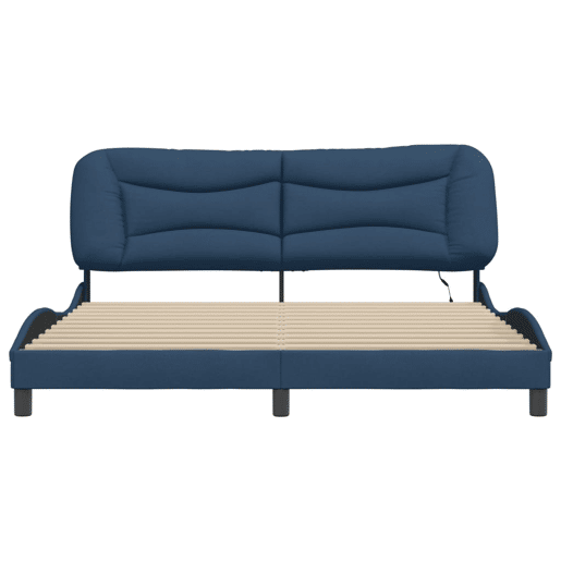 Estrutura de Cama de casal moderno com LED - 180x200 cm tecido azul