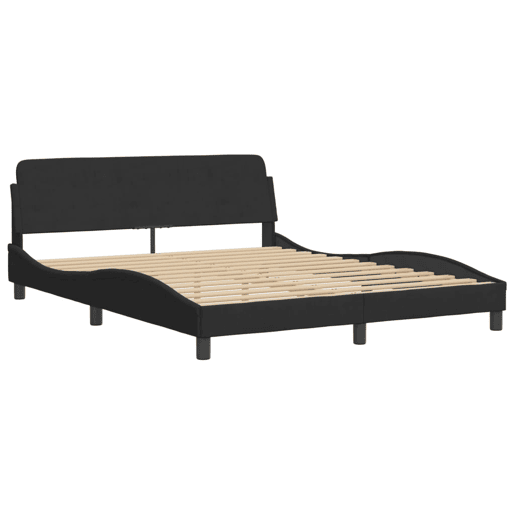 Estrutura de Cama de casal moderno com LED sem colchão 160x200 cm veludo preto
