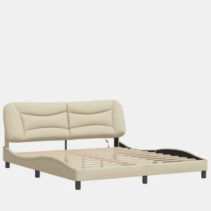 Estrutura de Cama de casal moderno com LED - 180x200 cm tecido creme