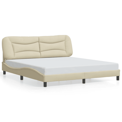 Estrutura de Cama de casal moderno com LED - 180x200 cm tecido creme