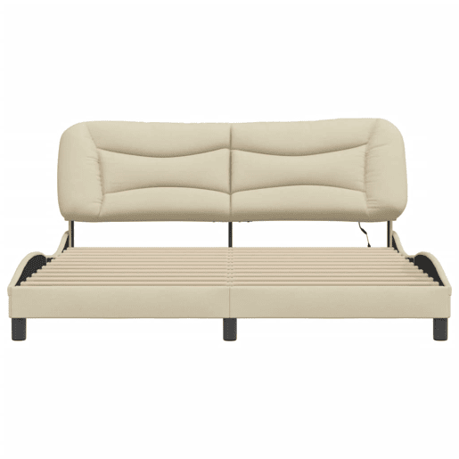 Estrutura de Cama de casal moderno com LED - 180x200 cm tecido creme