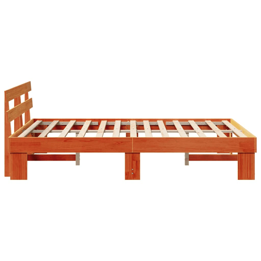 Estrutura de cama de casal simple com cabeceira - Marrom Cera 160 x 200 cm