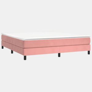 Estrutura de Cama de casal moderno com molas 160x200 cm veludo rosa