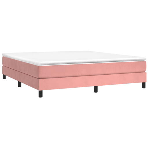 Estrutura de Cama de casal moderno com molas 160x200 cm veludo rosa
