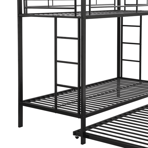 Beliche de metal 90x200 cm - com cama de rodízio 90x190 cm com rodas - Preto