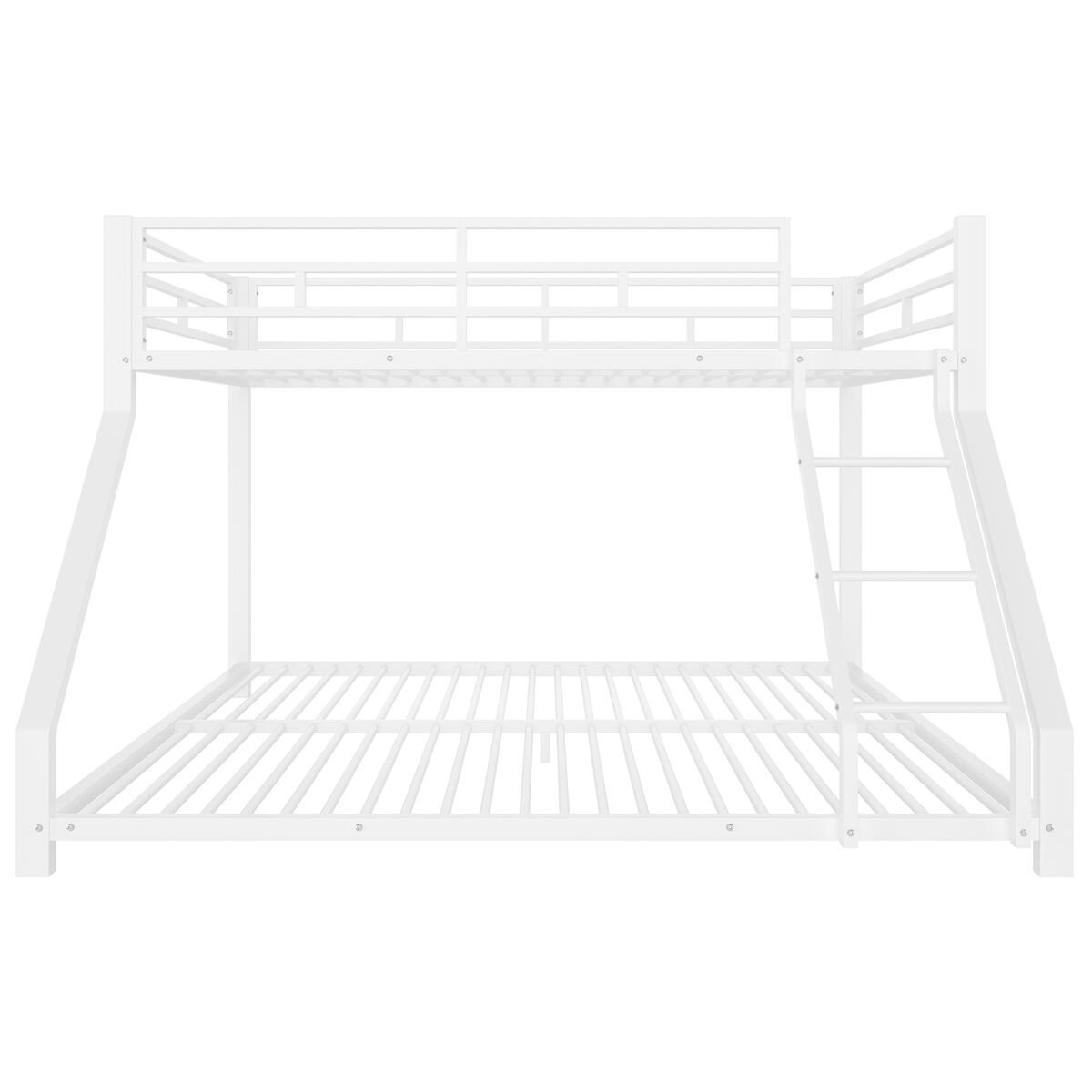 Cama litera, 90200 cm + 140200 cm - con barandilla, escalera, certificado en747, sin colchón - blanco
