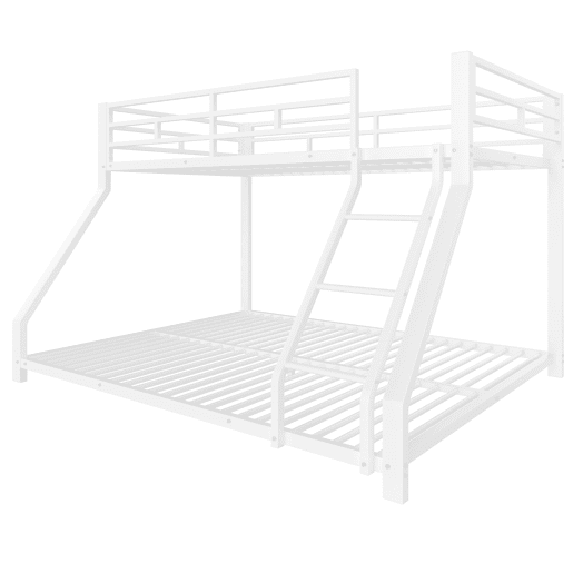 Cama beliche, 90200 cm + 140200 cm - Com grade, escada, certificado EN747, sem colchão - Branco