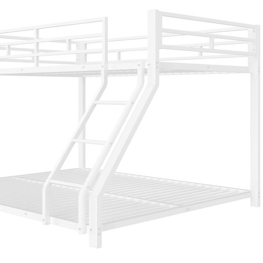 Cama beliche, 90200 cm + 140200 cm - Com grade, escada, certificado EN747, sem colchão - Branco