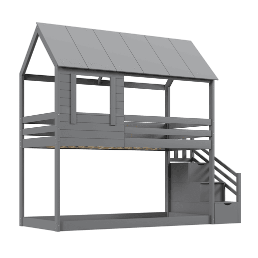 Cama infantil 90 * 200 cm - Sistema hidráulico de arrumação, robusta e duradoura, para crianças - Cinza