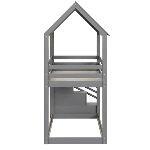 Cama infantil 90 * 200 cm - Sistema hidráulico de arrumação, robusta e duradoura, para crianças - Cinza