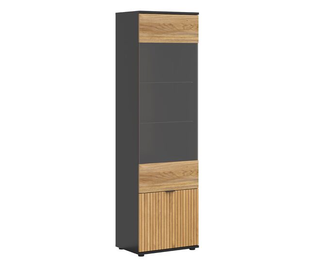 Vitrina 2 puertas pia negro y madera