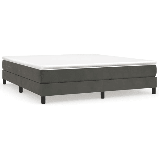 Estrutura de Cama de casal moderno com molas 160x200 cm veludo cinzento-escuro