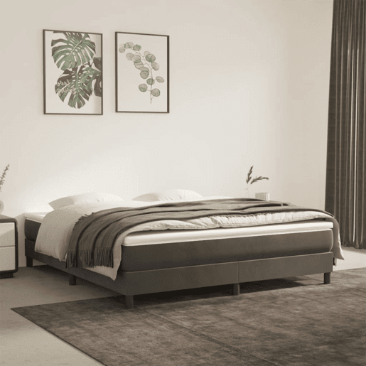Estrutura de Cama de casal moderno com molas 160x200 cm veludo cinzento-escuro