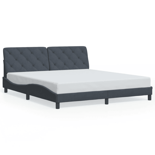 Estrutura de Cama de casal moderno com LED sem colchão 180x200cm veludo cinzento-escuro
