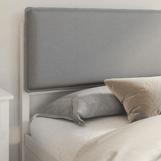 Estrutura de Cama de casal moderno com Cabeceira Estofada Cinzento-claro