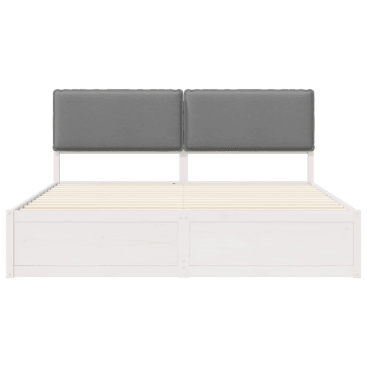 Estrutura de Cama de casal moderno com Cabeceira Estofada Cinzento-claro