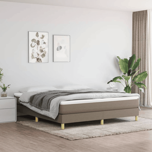 Estrutura de Cama de casal moderno com molas 180x200 cm tecido castanho-acinzentado