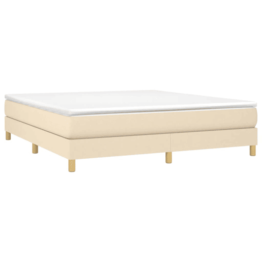 Estrutura de Cama de casal moderno com molas 160x200 cm tecido cor creme