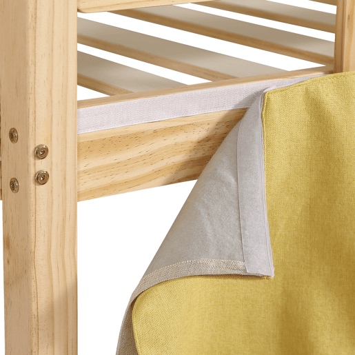 Beliche infantil 90x200 cm - com escada, grade, cortina, escorregador, proteção contra quedas - Natural
