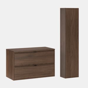 Conjunto de móvel e coluna Elias em madeira escura de 80 cm