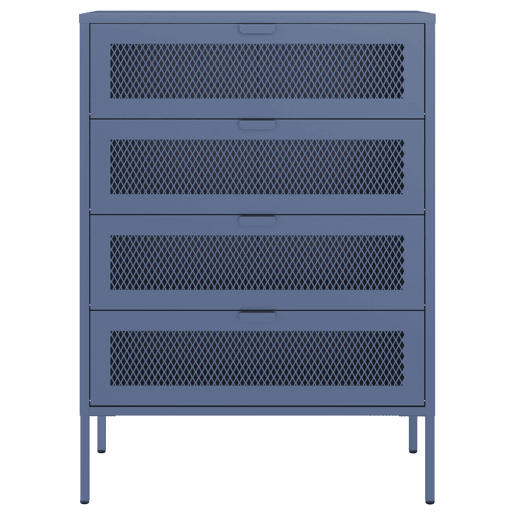 Sapateira EMMA de 4 portas em metal azul-cinzento