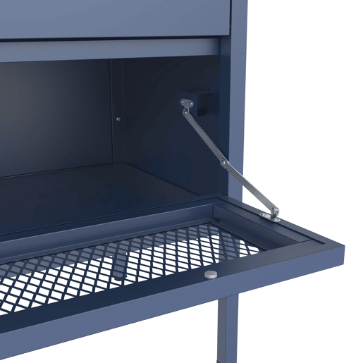 Sapateira EMMA de 4 portas em metal azul-cinzento