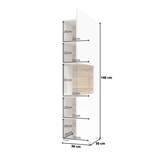 Armário expositor de 1 porta Glora Branco