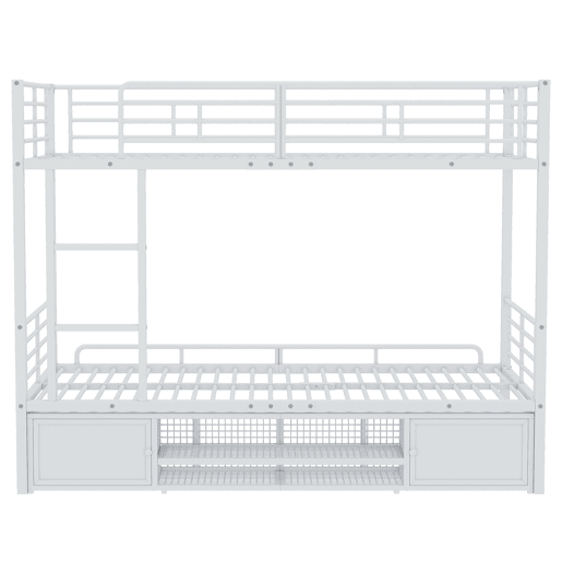 Beliche de ferro 90x200 cm - com sapateira e escada - Branco