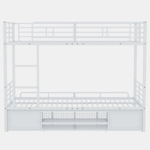 Beliche de ferro 90x200 cm - com sapateira e escada - Branco
