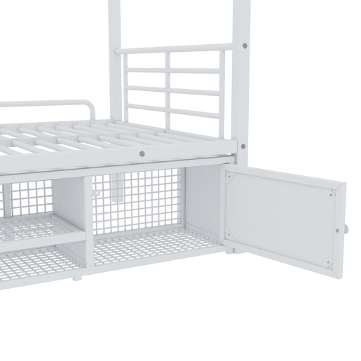 Beliche de ferro 90x200 cm - com sapateira e escada - Branco