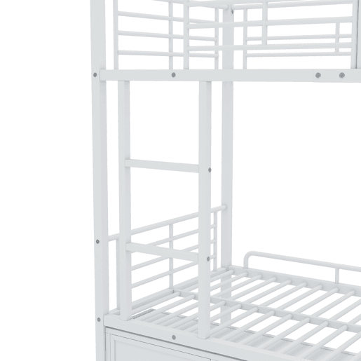Beliche de ferro 90x200 cm - com sapateira e escada - Branco