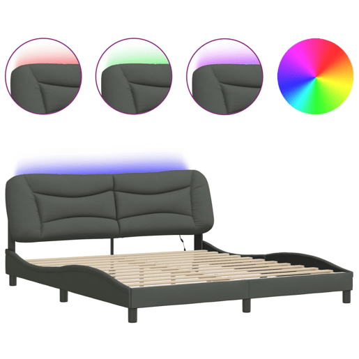 Estrutura de Cama de casal moderno com LED - 180x200 cm tecido