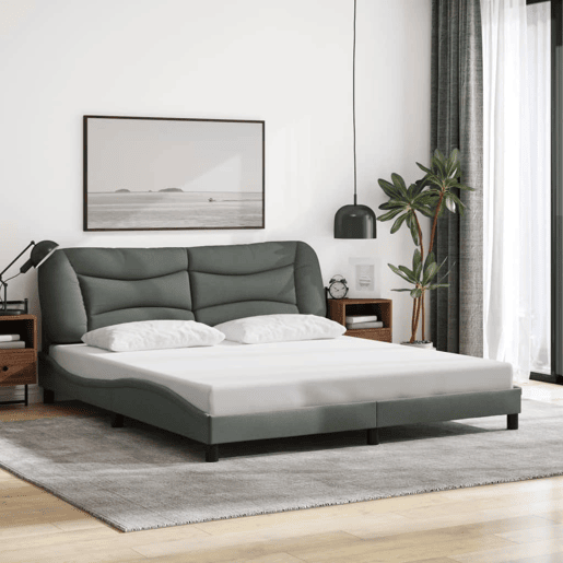 Estrutura de Cama de casal moderno com LED - 180x200 cm tecido