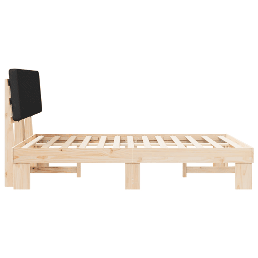 Estrutura de Cama de casal moderno com Cabeceira Estofada Preto 150 x 200 cm